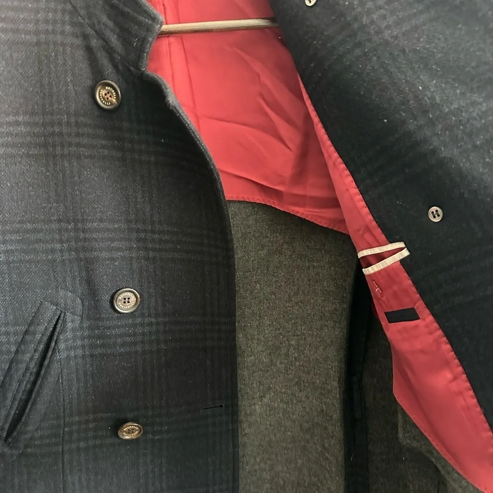 Brunello Cucinelli Double-Breasted Wool Navy Military Coat EU50/US40